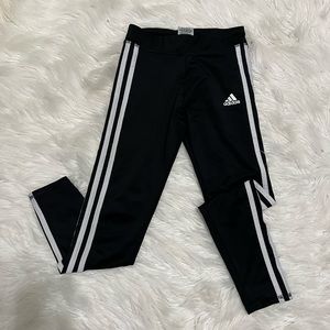 Adidas kids stripe leggings; black; girls small (7/8)